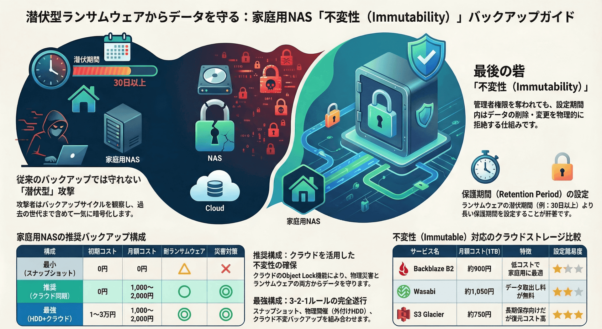 NASのランサムウェア対策バックアップソリューション完全比較：家庭で使える選択肢