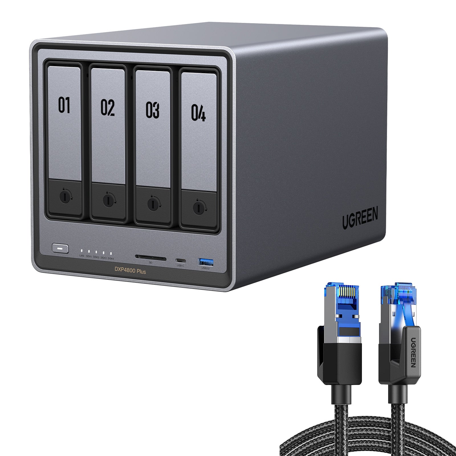 Ugreen NASデバイス 4ベイ ホットスワップ対応 UGREEN 4ベイ NASストレージ - 136TB超大容量と高速10GbE転送