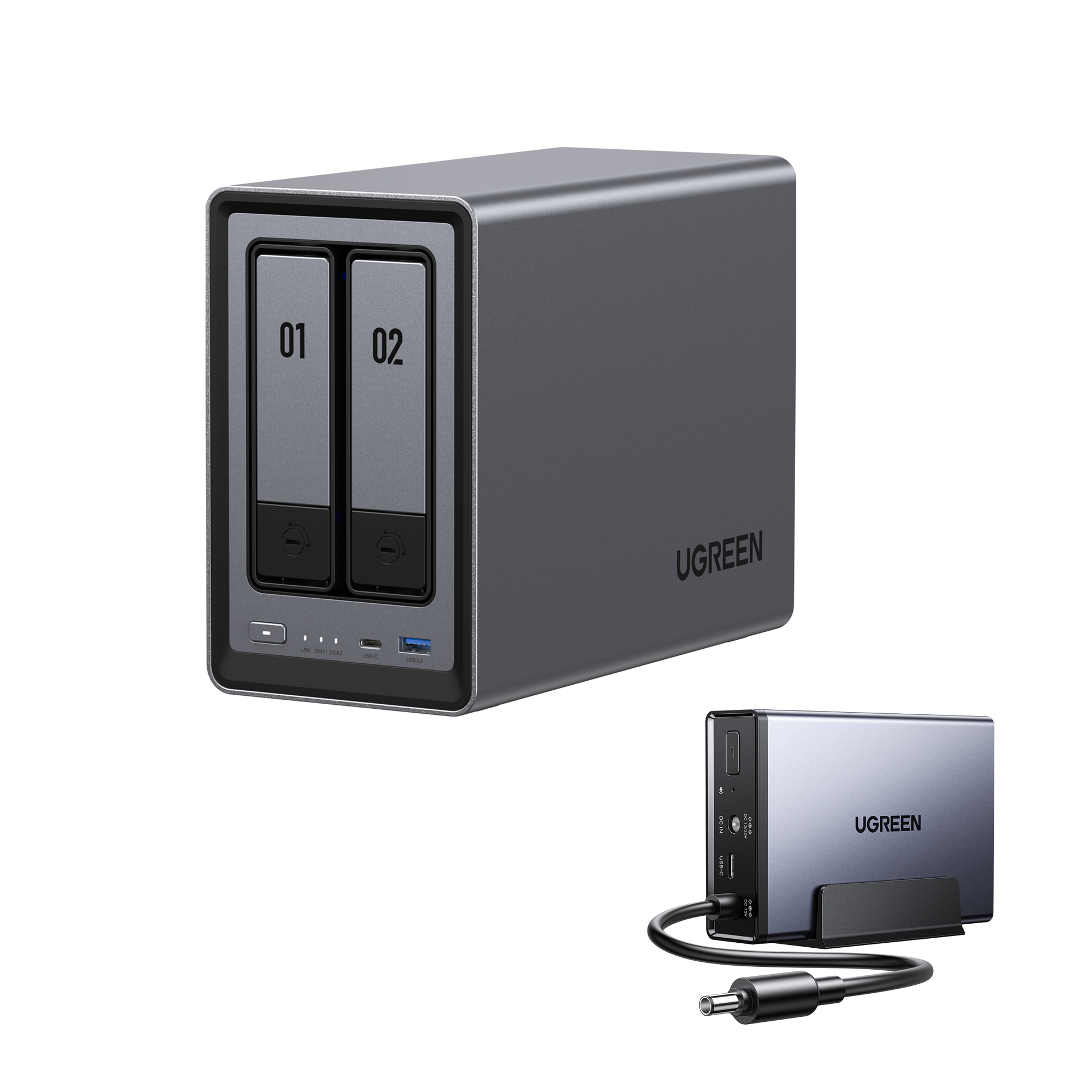 外付けハードディスク・ドライブ UGREEN NASync DXP 2800 UGREEN NAS 2 ベイ|76TB大容量と30日間の安心お試し